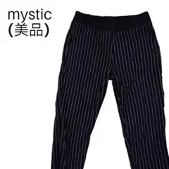 (美品）mysticストライプ柄・ウエストゴム・ストレッチ生地・後ろポケット1つ