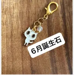 傷ありSALE 白猫　天然石　キーホルダー
