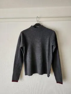 グレー リブ編み 長袖セーター