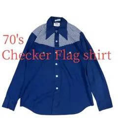 【Goodデザイン】70's チェッカーフラッグ ウエスタンシャツ