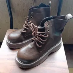 新品 23cm レディース ブーツ ブラウン 厚底 シューズ ショートブーツ