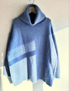 ZARA アイスブルー タートルネック　ニット