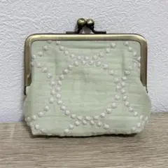 ミナペルホネン＊タンバリン　ミントグリーン　がま口　カードケース　ポーチ