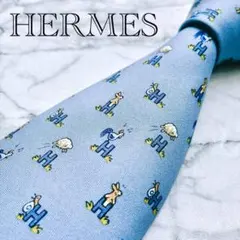 ✨極美品✨エルメス　H柄 ニワトリなど　動物柄　アニマル柄　ネクタイ