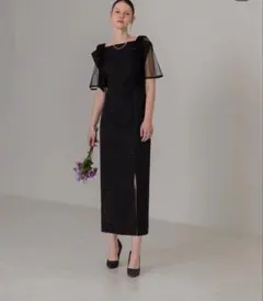LEJA】2WAY花柄リボンドットストーンIラインドレスワンピース 2点