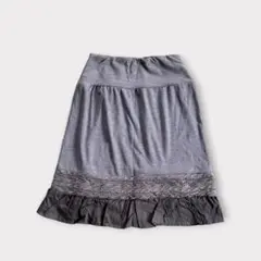 ベルメゾン 暮らす服 ニットスカート S ウエストゴム フリル ミニスカートのサムネイル