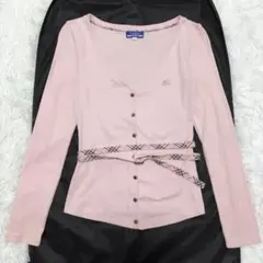希少　BURBERRY BLUE LABEL カーディガン ピンク　ベルト付き