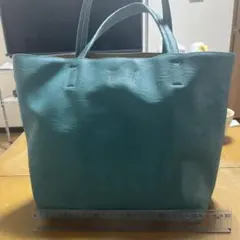 ターコイズ 合成皮革 トートバッグ 約30cm x 約25cm