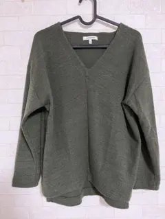 本日限定値引きGLOBAL WORK Vネックニット Lサイズ オリーブグリーン