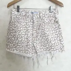 ZARA ザラ ショートパンツ デニム ヒョウ柄 ベージュ レディース