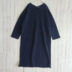 セブンデイズサンデイ ワンピース ネイビー Vネック ロング シンプル 無地