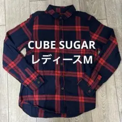 CUBE SUGAR チェックシャツ　レッド×ネイビー　レディースM