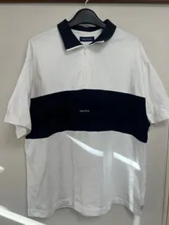 NAUTICA ポロシャツ Mサイズ ホワイト/ネイビー