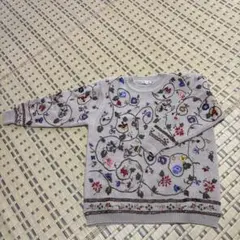 USED 古着　フラワー刺繍ニット　グリーン