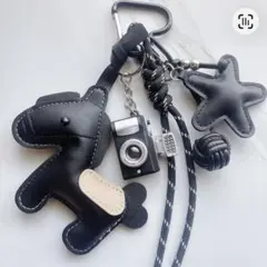 じゃらじゃらキーホルダー バッグチャーム キーチャーム キーホルダー レザー調