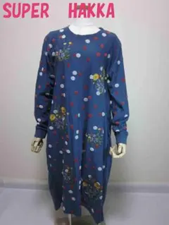 スーパーハッカ ワンピース フラワー刺繍　ランダムなドット