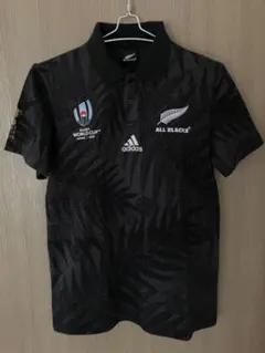 y2k【新品・未使用】ALL BLACKS 半袖ラガーシャツ ブラック ラガーシャツ 半袖 大きいサイズ メンズ All Blacks adidas アディダス