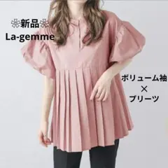 【新品タグ付き】ラジエム　パフスリーブブラウス　プリーツ　ぽわん袖　ピンクのサムネイル