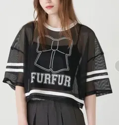 FURFUR☆リボンロゴプリントメッシュTシャツのサムネイル