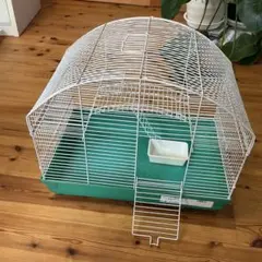 小動物用ケージ グリーン ホワイト　コンビ　2階たて　階段と橋付きのサムネイル