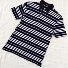 2　BURBERRY BLACK LABEL　黒×白×水色のボーダーポロシャツ