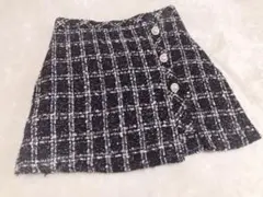 GRL インパン裏地付きアシンメトリーツイードチェックミニスカート