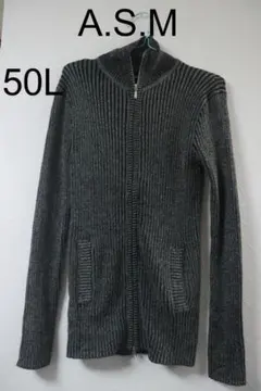 月末大特価プロフ必読A.S.Mジップカーディガン/高品質良品グレーL