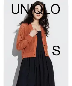 週末限り特価プロフUNIQLOメッシュVネックショートカーディガンかわいい重宝S
