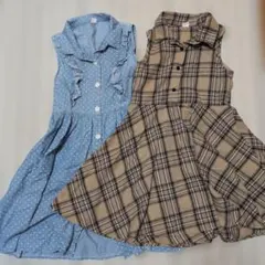 130cm SHEIN ノースリーブ 원피스 水玉柄 チェック柄