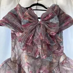 ファイナルセール中　美品　リボンパーティードレスピンクお花