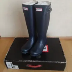 HUNTER ネイビー レインブーツ バックルあり