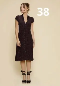 美品　Rouje Paris ワンピース ドット 黒 赤 ジレ ルージュ 38のサムネイル