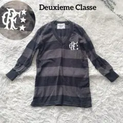 ドゥーズィエムクラス 加工ボーダー Vネック カットソー シャツ レディース