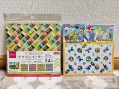 新品未使用★ダイソー デザインペーパー★2袋set★ぺんてるくれよん柄・マリオ