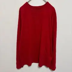 長袖 Tシャツ ロンT トップス レッド 【XL相当】カットソー オーバーサイズ