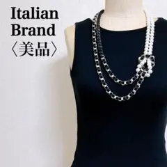 【美品】イタリアンブランドネックレス　イミテーションバール&チェーン