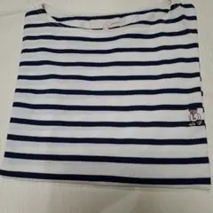 ボーダーTシャツ　白紺　熊刺繍　マリンスタイル　Ｌサイズ　夏のサムネイル