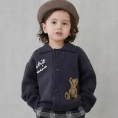 【Sサイズ】80-90cm petit main 男の子　カーディガン　くま
