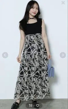 マーキュリーデュオ MERCURYDUO モンステラコード刺繍フレアスカート