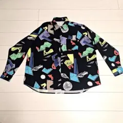 美品 HALHAM 幾何学模様メンズ長袖シャツ