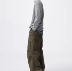 GUスーパーワイドカーゴパンツ オリーブ S