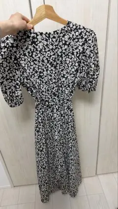 【美品】ナノユニバース　花柄 半袖ロングワンピース