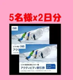 5名x2枚 割引 日本駐車場開発 株主優待券 スキー場 スノボー リフト 割引券