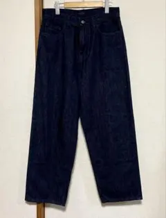 ユニクロ　インディゴ　チェーンステッチ　青糸脇割　ワイド　デニム　パンツ　30L