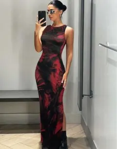 レッド/ブラック タイトワンピース クラブ インポート