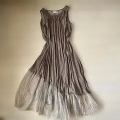 rienda リエンダ ノースリーブワンピース プリーツ シフォン Aライン