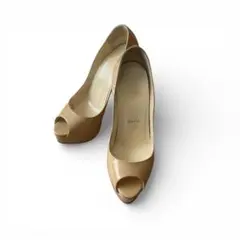 クリスチャンルブタン　オープントゥ ハイヒール　37 ベージュ