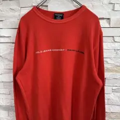ラルフローレン ポロジーンズ サーマルロンT ロゴ刺繍 オレンジ