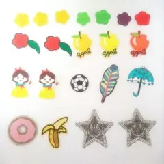 かわいいデザインのワッペンセット アイロン接着 ラインストーンスター