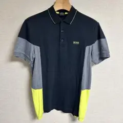 【ゴルフ】BOSS 切り替えポロシャツ ブラック、グレー、イエロー　秋コーデ